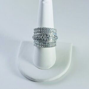 Giani Bernini Cubic Zirconia Multi Row Princess, Baguette & Pave Ring Size 9